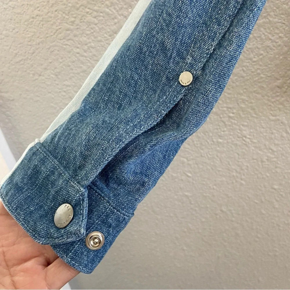 Rag & Bone Nico Jacket Size Medium Two-Tone Denim - Picture 4 of 8